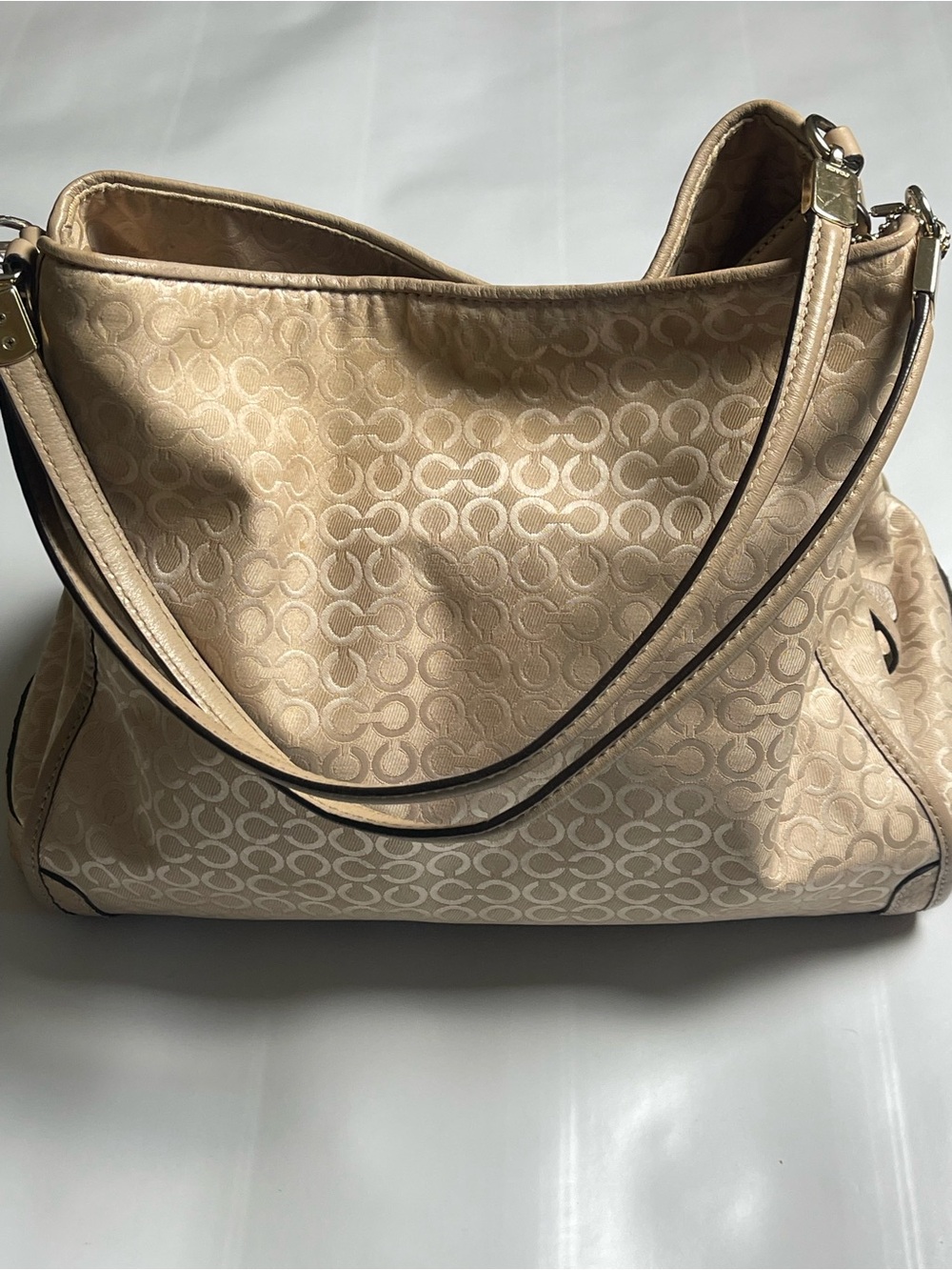 Coach Bag 27843 Madison Shoulder Bag gold light beige
